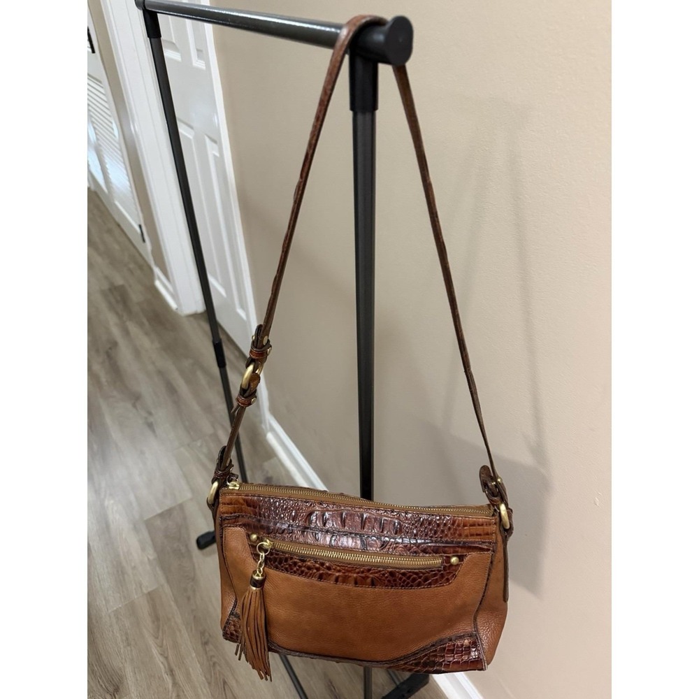 Vintage Brahmin Pecan Croc Leather Shoulder Bag